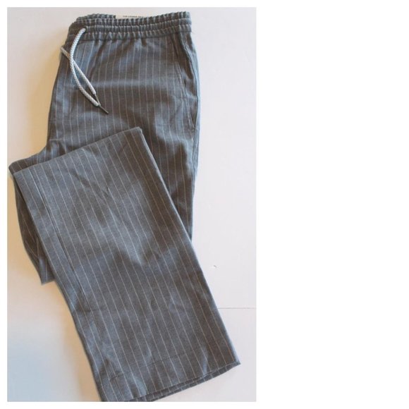 Tasso Elba Mens Stretch Lounge Pants Drawstring Pinstripe Gray S - Picture 5 of 8